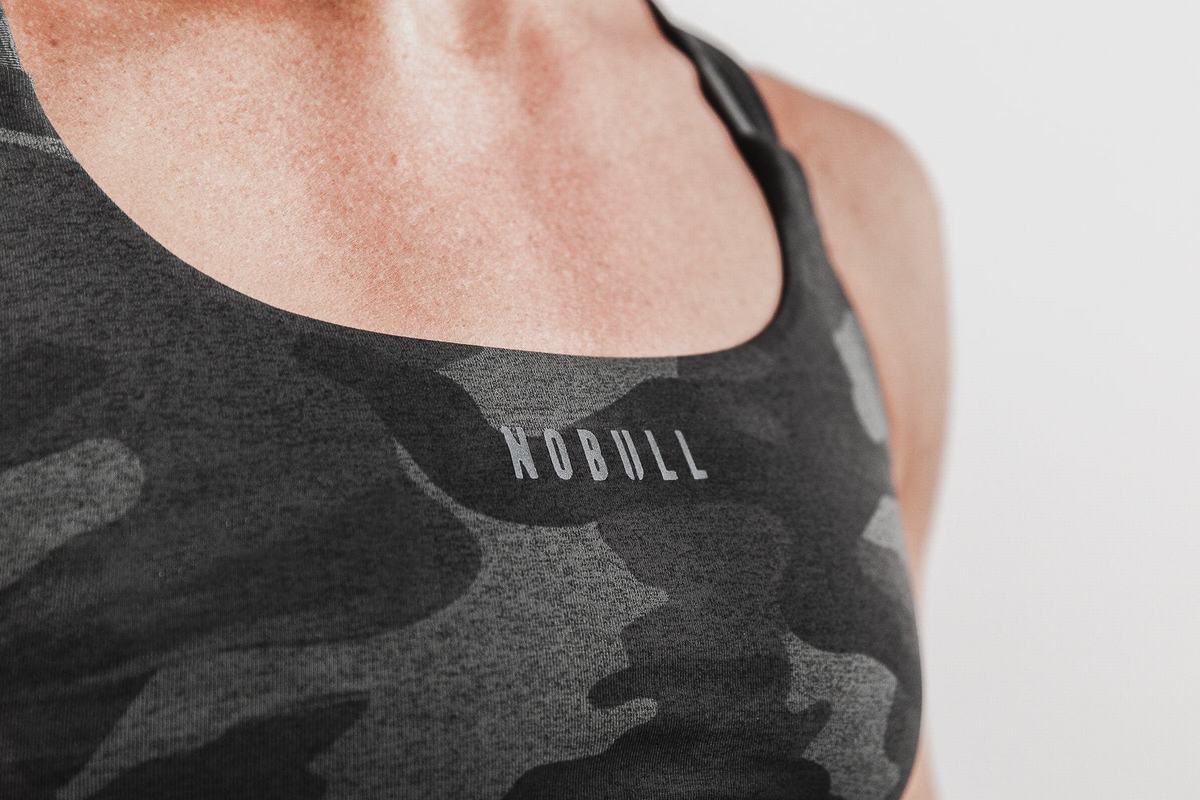 Nobull Plush Heather Women's Sports Bras Grey Camo | Australia (BF5496)